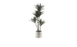 Yucca-Palme 78 cm mit grünen Blättern und braunen Stiel aus Kunststoff.
