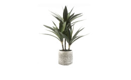 Yucca-Palme 43 cm in grünen Blättern und braunen Stiel aus Kunststoff.