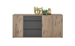 Sideboard Nancy, in der Farbausführung Viking Oak mit grau, Frontansicht