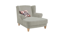Loveseat in Light Grey inkl. Zierkissen mit floralem Muster