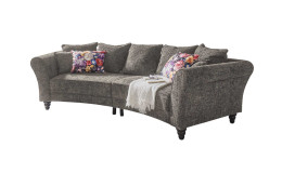 Big Sofa in Mixed Grey mit Kissen in Bezugsfarbe sowie floralem Muster