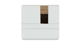 Highboard Lüttich, in der Farb Kombi. Secret grey / Valecia oak, Frontausführung