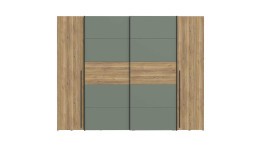 Kleiderschrank Niegel, in der Farbkombi. Mauvella oak / Salbeigrün, Frontausführung