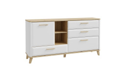 Sideboard Waldeck weiß mit Holzabsetzung
