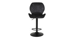 Barhocker Laatzen aus Microfsaer Samtvelour Vintageoptik in anthrazit mit einem schwarzen Metallgestell. Frontalansicht