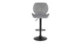 Barhocker Laatzen aus Microfsaer Samtvelour Vintageoptik in graumit einem schwarzen Metallgestell. Frontalansicht