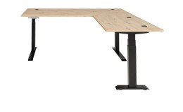 Elektro-Schreibtisch Melanie, Tischplatte in Artisan Eiche Nachbildung, Gestell in schwarz