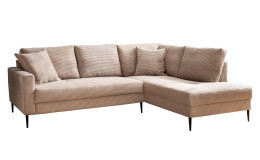 Wohnlandschaft Sunny in einem Braun-Beigen Cordstoff bezogen 