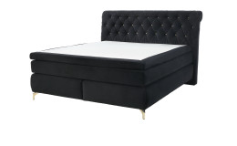 Boxspringbett Saragossa Max in einem samtähnlichen Stoff in der Farbe schwarz