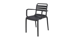 Gartenstuhl Emily 2 in schwarz mit Arm- und Rückenlehne, stapelbar