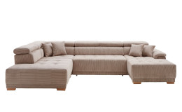 Komfort-Wohnlandschaft För in einem Cordbezugstoff in Taupe