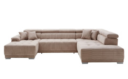 Komfort-Wohnlandschaft För in einem Cordbezugstoff in Taupe