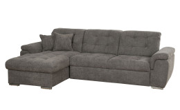 Basis-Wohnlandschaft Borja in einem grauen Bezugsstoff mit chrom Füßen.
