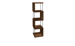 Standregal Seven aus Holzwerkstoff in texas oak mit schwarzen Stäben.