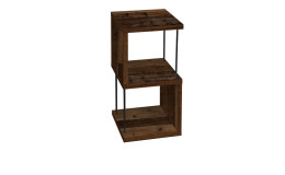 Standregal Seven aus Holzwerkstoff in Texas Oak mit schwarzen Stäben.