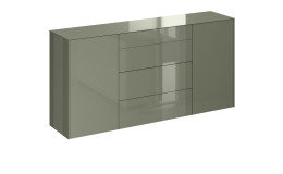 Kommode Couleur in der Farbe Olivgrün, Schrägansicht