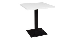 Bistrotisch Biblis-System mit einer Tischplatte in der Farbe Weiß und einem schwarzen Gestell.