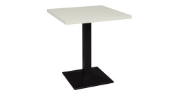 Bistrotisch Biblis-System mit einer Tischplatte in Kreidegrau und einem Säülenfuß in schwarz.