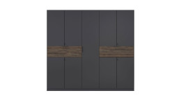 Drehtürenschrank Timo, in der Farbausführung Grau metallic / Atlantic oak dunkel, Frontansicht