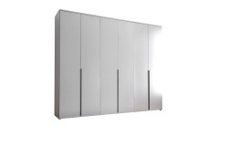 Kleiderschrank 6-türig weiß, seitliche Ansicht 