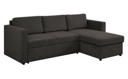 Ecksofa Josua in Taupe in einem Stoffbezug.