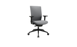 Drehstuhl Office Chair mit Armlehnen, schwarzem Fußkreuz und einem Bezug in der Farbe Grau