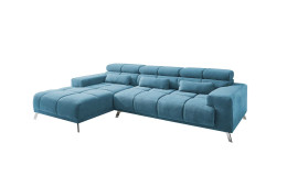 Komfort-Wohnlandschaft Salzburg. In der Farbe Azur. Ottomane auf der linken Seite.