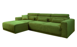 Komfort-Wohnlandschaft Carter in der Farbe Grün, Ottomane auf der linken Seite.