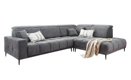 Komfort-Wohnlandschaft Luan in einem grauen Cordstoff.