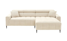 Wohnlandschaft Sally mit Ottomane rechts und einem Cordbezug in der Farbe Beige
