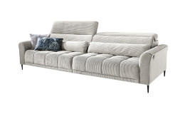 Komfort-Big Sofa Lilly mit einem Cordbezug in Creme.