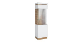 Vitrine Calvi in Alpinweiß mit Holzabsetzung