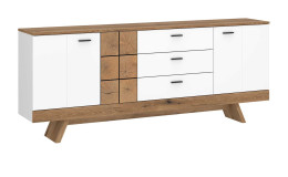 Sideboard Ornella in der Farbe Alpinweiß mit Absetzung Coast Evoke Eiche