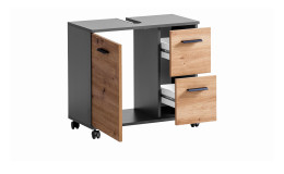 Waschbeckenunterschrank Pronto mit Front in Artisan Eiche und Korpus in Schwarz