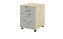 Rollcontainer vito Vary mit Front in Kreidegrau matt und Korpus in Birke