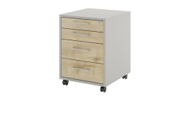Rollcontainer vito Vary mit Front in Birke und Korpus in Kreidegrau matt