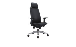 Bürosessel Ergo Lux in Leder schwarz mit extra hohem Rücken