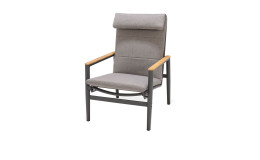 Garten-Relaxsessel Topat inkl. Kopfstütze und Auflagen, Armlehen aus Teakholz