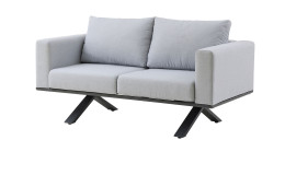Gartensofa Ravenna in Grau mit extra tiefem Sitz, Gestell Aluminium
