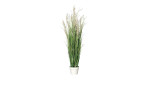 Gras 121 cm aus Kunststoff in grün mit weißen Applikationen und Untertopf.