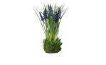 Muscari 23 cm aus Kunststoff in grün mit Erdball und lila Applikationen.