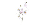 Magnolien-Pick 82 cm aus Kunststoff mit rosa Blüten, grünen Applikationen und braunen Stiel.