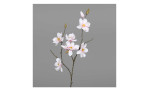 Magnolien-Pick 82 cm aus Kunststoff mit rosa Blüten, grünen Applikationen und braunen Stiel. Auf einem grauen Hintergrund.