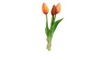 Tulpenbund 24 cm aus Kunststoff mit orange / roten Blüten und grünen Stiel und Blätter.