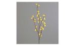 Forsythie 76 cm aus Kunststoff mit gelben Blüten und braunen Stiel. Auf einem grauen hintergrund.