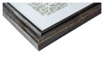 Bilderrahmen Vintage 30 x 30 cm und einer Detailansicht vom schwarzen Holzrahmen.