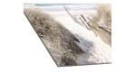 Glasbild Way To Beach 30 x 30 cm. Glasbild mit dem Thema - Strand. Detailansicht der Ecke.