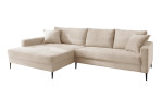 Wohnlandschaft Sunny in Creme, inklusive 3 Rückenkissen und 2 Zierkissen, Ottomane links