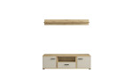 Lowboard und Wandboard Kane in der Farbe kaschmir mit Absetzung in Artisan Eiche,Frontansicht