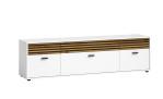 Lowboard Lanzerote, in der Farbausführung Weiß / Evoke oak, Schrägansicht